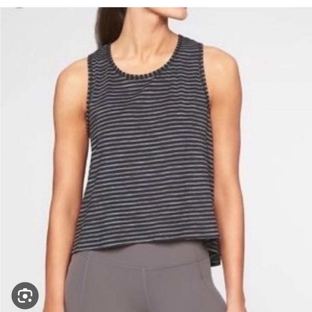 Athleta Chi High Low Striped Muscle Tank